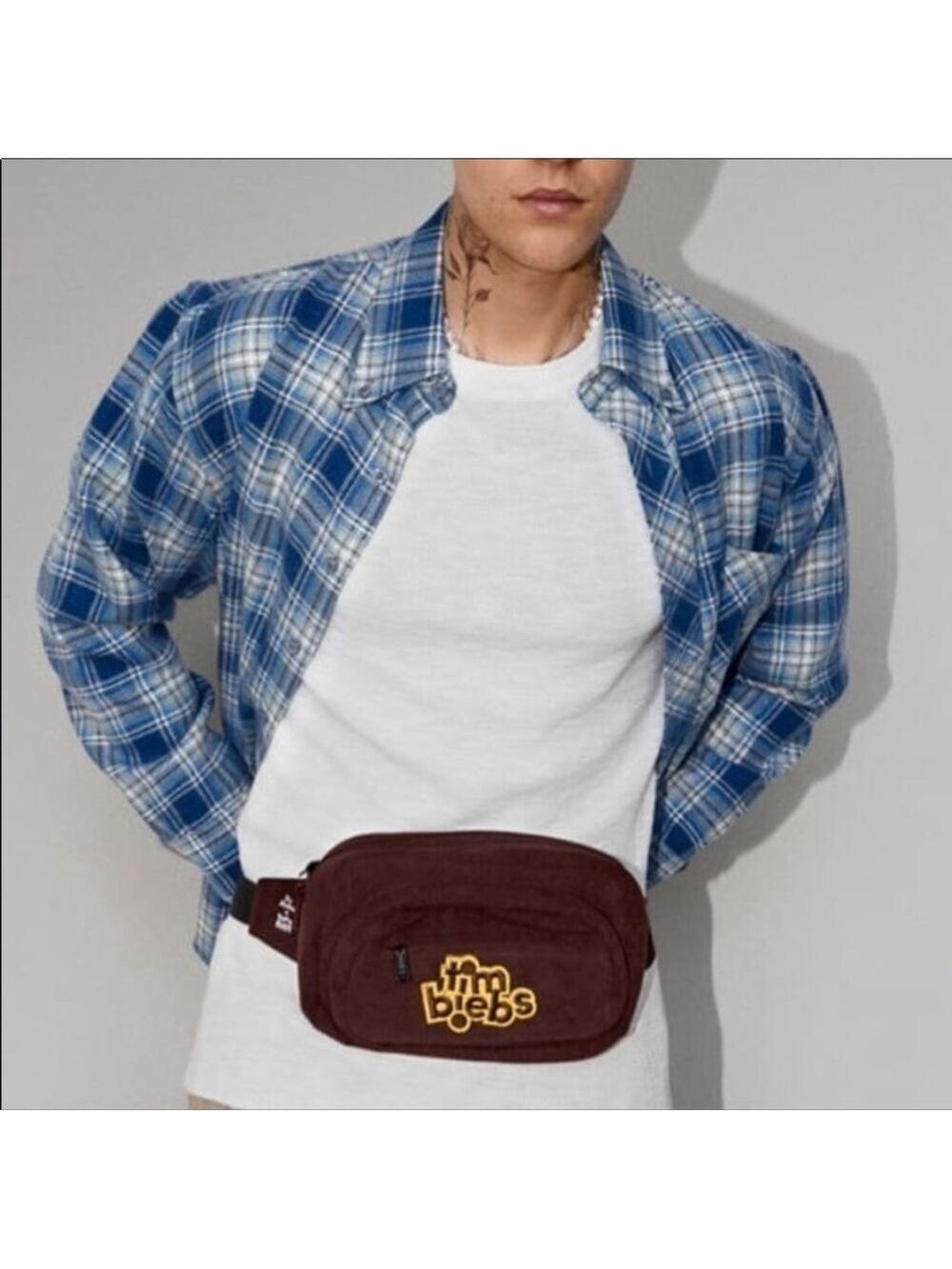 NEW JUSTIN Bieber x Tim Hortons belt bag fanny pack brown corduroy Canadian BNWT